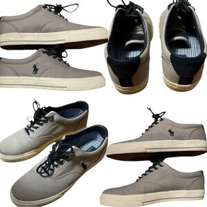 Polo by ralph lauren vaughn canvas sneakers mens 8.5D pony logo gray blue white
